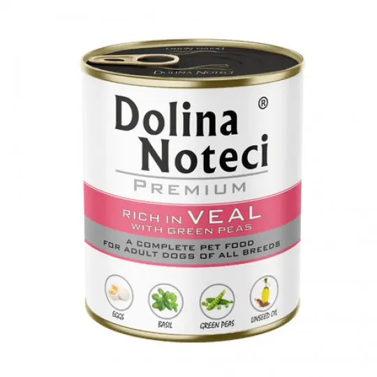 Cena promocyjna DOLINA NOTECI Premium bogata w cielęcinę z zielonym groszkiem - mokra karma dla psa - 800g