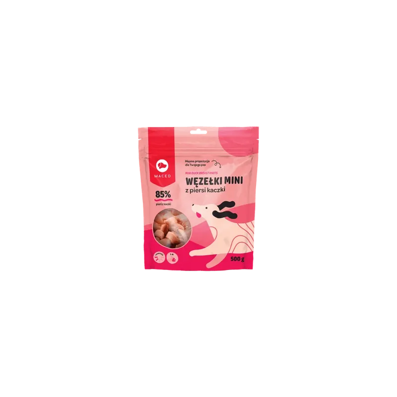 Nowy MACED Węzełki MINI z piersi kaczki 500 g (przysmak dla psa)