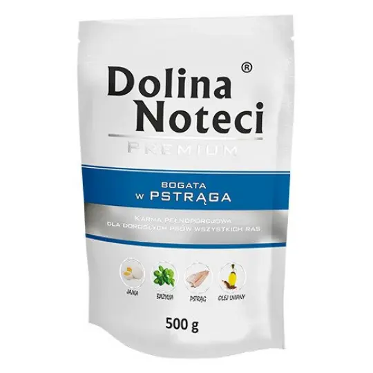 DOLINA NOTECI Premium bogata w pstrąga - mokra karma dla psa - 500 g Ekspresowa dostawa