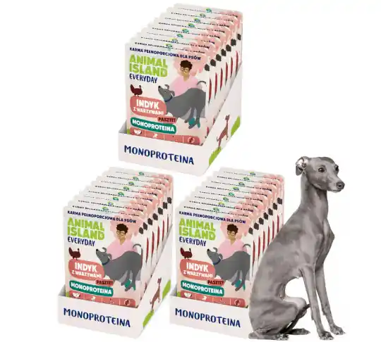 Popularny ANIMAL ISLAND Everyday Monoproteina Indyk - mokra karma dla psa - 27x300g