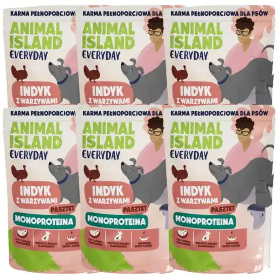 Szybka wysyłka ANIMAL ISLAND Everyday Monoproteina Indyk - mokra karma dla psa - 6x300g