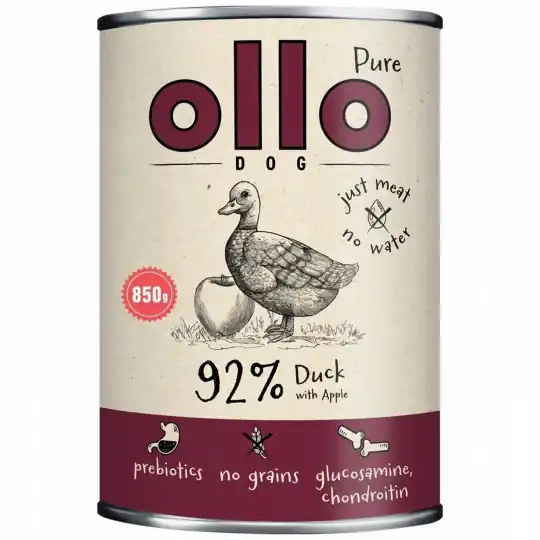 Zamów teraz OLLO Pure Kaczka z jabłkiem Mono - mokra karma dla psa - 850g