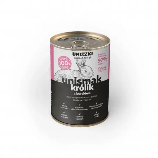 UNISZKI UNIsmak Królik z burakiem - mokra karma dla psa - 400g Bezpieczna płatność