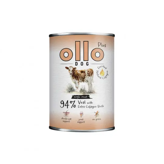 Dodaj do koszyka OLLO Plus Kolagen Mono Cielęcina - mokra karma dla psa - 400g