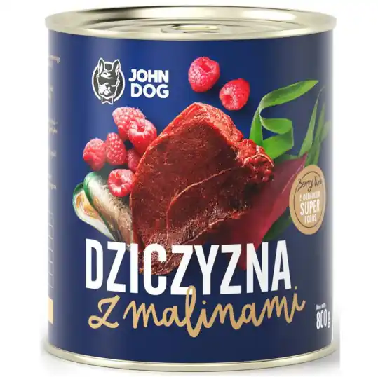 JOHN DOG Berry Line Adult Mono Dziczyzna z malinami - mokra karma dla psa - 800g Ekspresowa dostawa