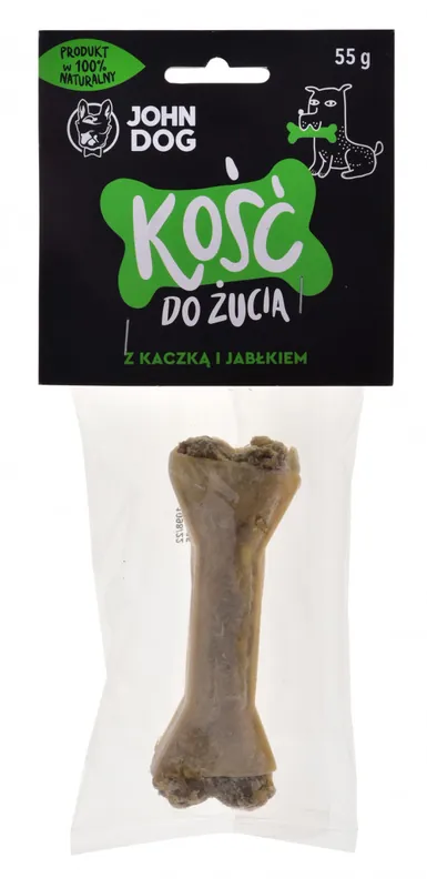 Premium JOHN DOG Kość do żucia z kaczką i jabłkiem - gryzak dla psa - 12cm