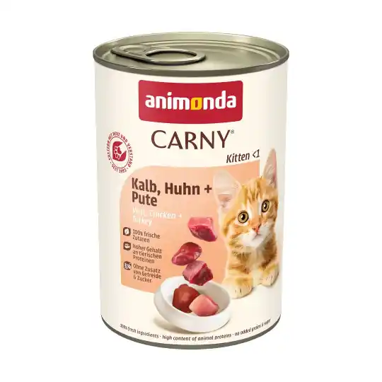 ANIMONDA Carny Kitten Cielęcina, kurczak, indyk - mokra karma dla kota - 400g Premium