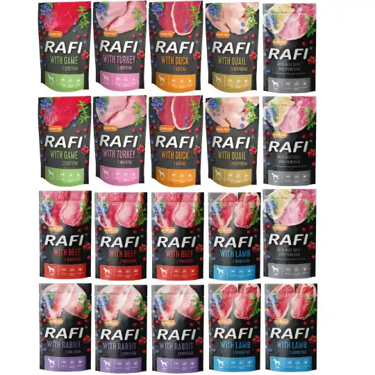 Kup teraz DOLINA NOTECI Rafi MIX smaków - mokra karma dla psa - 20x500g