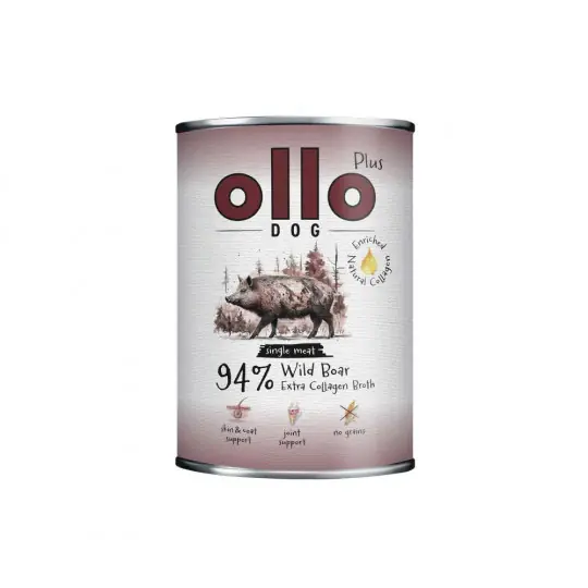 Cena promocyjna OLLO Plus Kolagen Mono Dzik - mokra karma dla psa - 400g