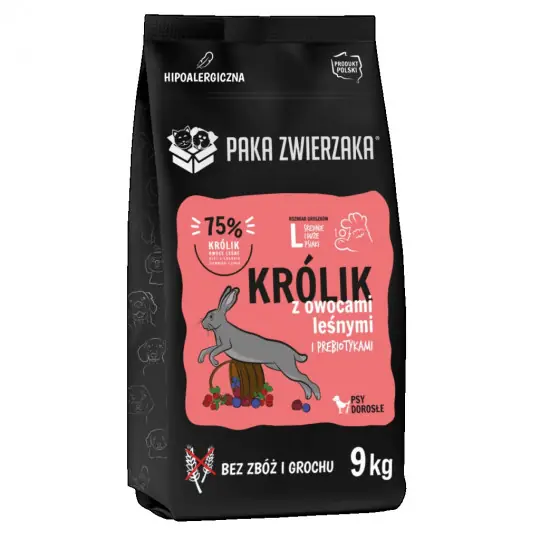 PAKA ZWIERZAKA Mono Królik z owocami leśnymi L - sucha karma dla psa - 9kg Premium