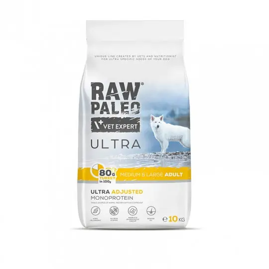 Oferta czasowa VETEXPERT Raw Paleo Ultra Medium&Large Adult Indyk Mono - sucha karma dla psa - 2kg