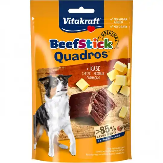 Łatwy zwrot VITAKRAFT Beef Stick Quadros Ser - przysmak dla psa - 70 g