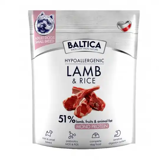 BALTICA Nutraceutic Hypoallergenic Małe rasy Mono Jagnięcina z ryżem - sucha karma dla psa - 1kg Ostatnia szansa