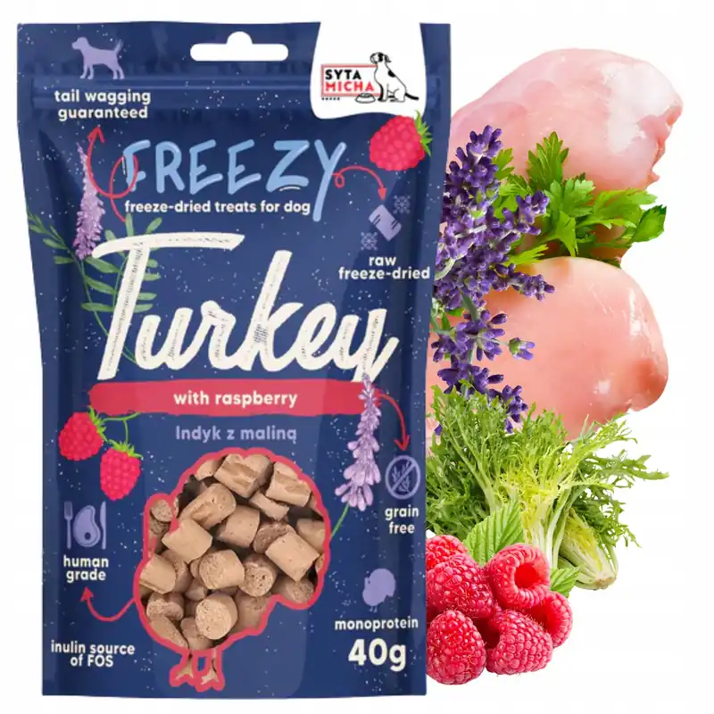 Okazja Syta Micha Freezy przysmak dla psa Indyk maliny lawenda 40g