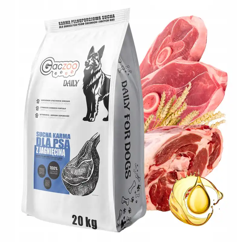Sucha karma dla psa Gaczoo Daily Jagnięcina 20 kg Adult Dog z Witaminami Tylko dziś