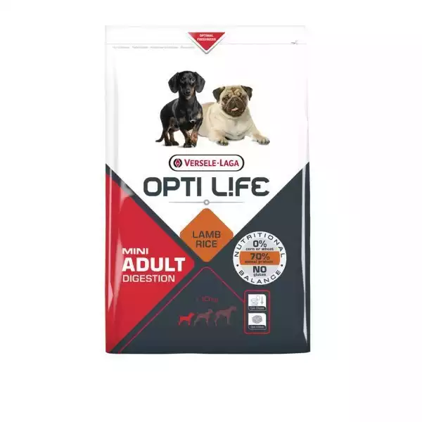 Ostatnie sztuki VERSELE LAGA Opti Life Adult Digestion Mini - pełnowartościowa karma dla małych psów (<10kg) o wrażliwym przewodzie pokarmowym