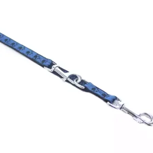 Bezpieczne zakupy Champion - smycz z taśmy regulowana, niebieska w "łapki", długość ok. 2,4 m, szer. 2,0 cm