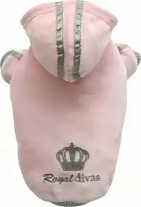 Dodaj do koszyka DOGGYDOLLY bluza z kapturem Royal Divas, różowa, na dużych psów