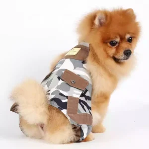 Ostatnie sztuki DOGGYDOLLY spodnie z szelkami moro, na małe psy
