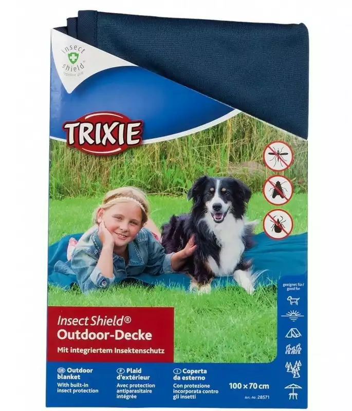 Taniej TRIXIE Koc piknikowy Insect Shield - koc odstraszający owady, kolor niebieski