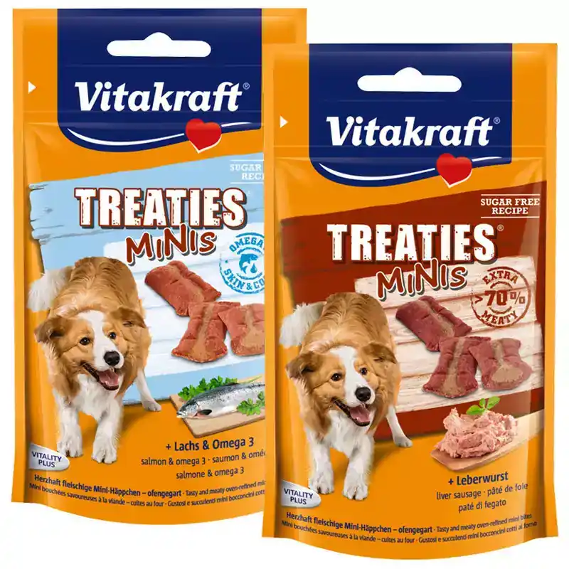 VITAKRAFT - TREATIES MINI - pieczone mięsne paszteciki, przysmak dla psa, 48g Popularny