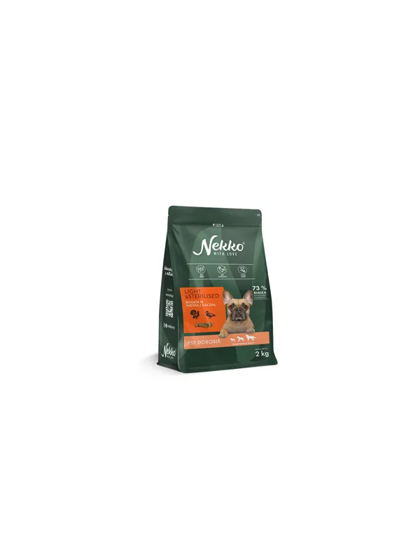 Obniżka ceny NEKKO Grain Free dla psów dorosłych LIGHT & STERILISED BOGATA W INDYKA Z KACZKĄ 2kg