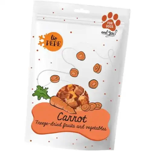 Bezpieczne zakupy Paka Zwierzaka PEPE Lio Przysmak dla psa Liofilizowana MARCHEWKA 25g Zdrowa przek膮ska