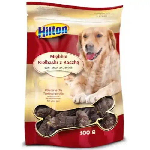 Hilton - Mi臋kkie kie艂baski z kaczk膮 100g pies Hit cenowy