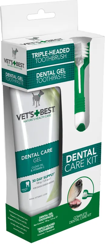 VET‘S BEST DENTAL ŻEL+Szczoteczka Trójgłowicowa - zestaw do mycia zębów dla psa Dodaj do koszyka
