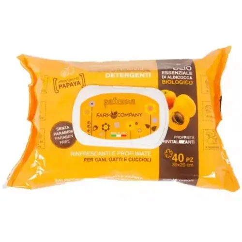 Cena promocyjna Farm Company chusteczki z olejkiem morelowym dla psa i kota higiena 40 szt