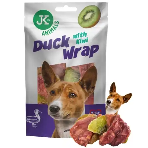 Hit sprzedaży JK Animals Duck Wrap kaczka z kiwi przysmak treningowy dla psa 80 g