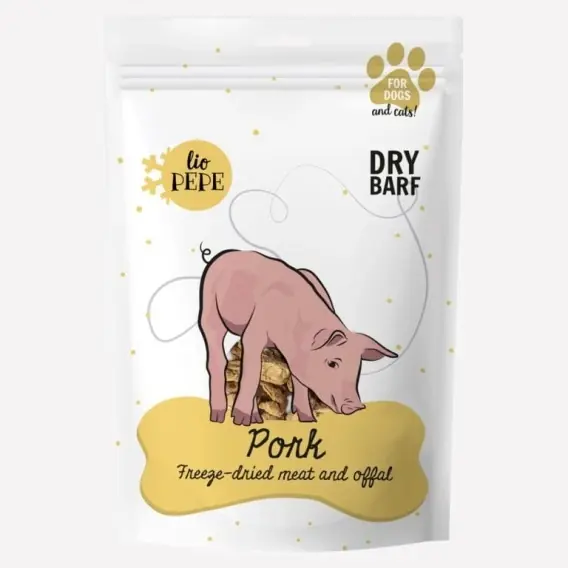Paka Zwierzaka Lio PEPE Pork - liofilizowana polędwiczka wieprzowa dla psa i kota 60 g Łatwy zwrot