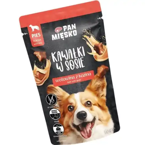 Ekspresowa dostawa Pan Mi臋sko mokra, pies Wo艂owina/Koza 150g