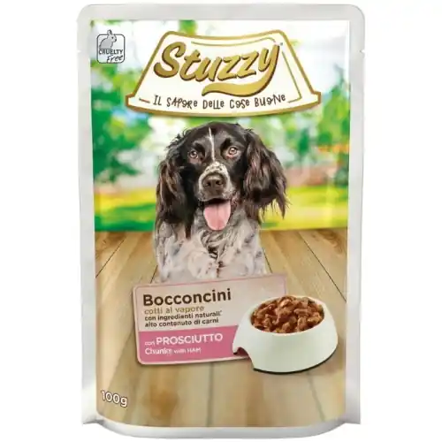 Stuzzy Bocconcini Mokra karma dla psa Szynka kawa艂ki w sosie Saszetka 100g Bezpieczna płatność