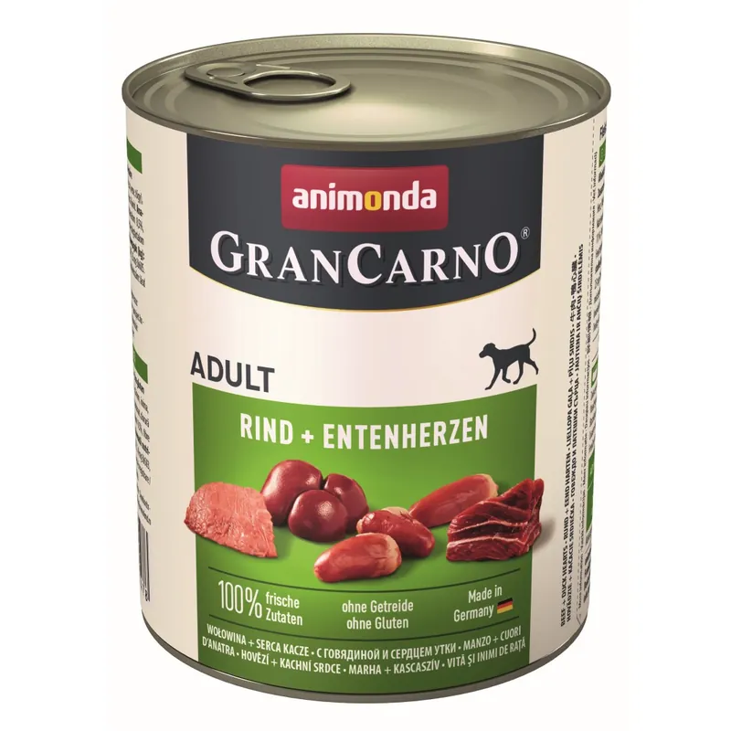 Animonda GranCarno Adult 800g Mokra Karma Dla Psa z Wołowiną i Kaczymi Sercami Obniżka ceny