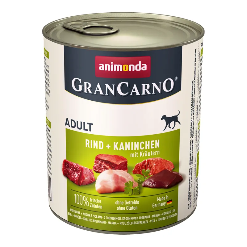 Animonda GranCarno Adult 800g Mokra Karma Dla Psa z Wołowiną Królikiem i Ziołami Popularny