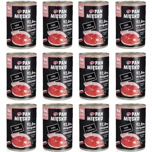 Bezpieczne zakupy Pan Mi臋sko indyk z wo艂owin膮 mokra karma dla szczeni膮t z siemieniem 12x 400g