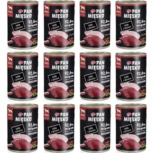 Pan Mi臋sko indyk z jeleniem mokra karma dla psa doros艂ego bez zb贸偶 12x 400g Super okazja