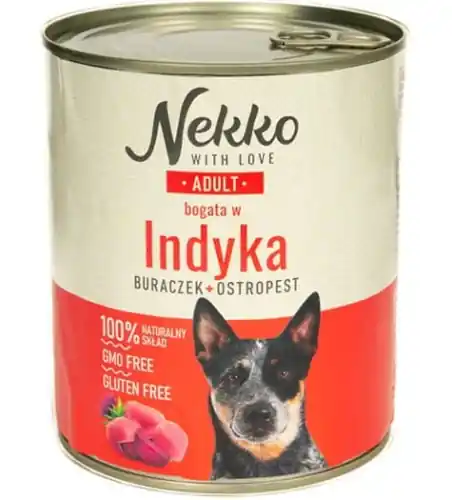 NEKKO - p/pies Adult indyk/burak/ostropest 800g Bezpieczna płatność