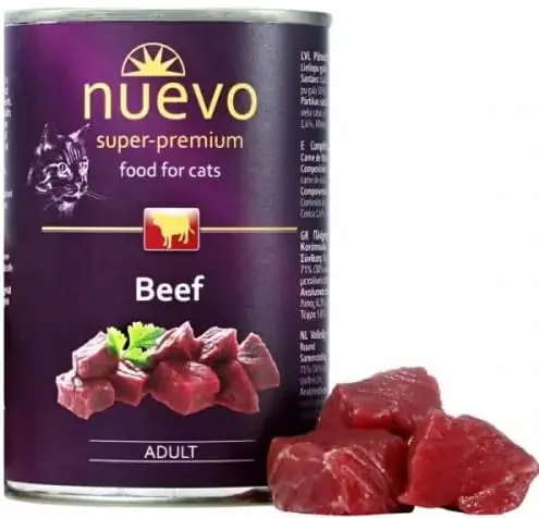 Nie przegap Nuevo Super Premium puszka Mokra karma dla kota Wo艂owina 400g