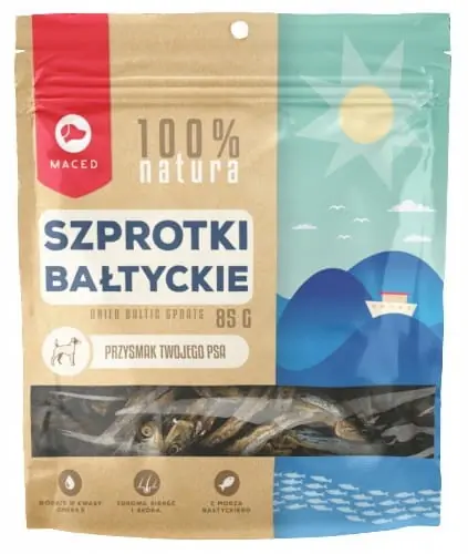 Maced Suszone szprotki Rybki Przysmak dla psa 85g Premium