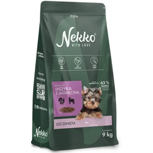 Nekko Puppy indyk jagni臋cina karma dla szczeni膮t ma艂ych ras bez zb贸偶 9 kg Szybka wysyłka