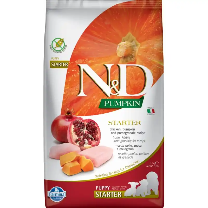 N&D Pumpkin Dog Chicken Pomegranate Puppy Starter 2,5kg Sucha Karma Dla Szczeniąt Kurczak Dynia Granat Tylko dziś