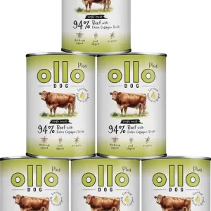 Dostępne od ręki Ollo Plus Beef with Collagen Dog Adult Karma z wołowiną i kolagenem dla psa 12x400g PAKIET