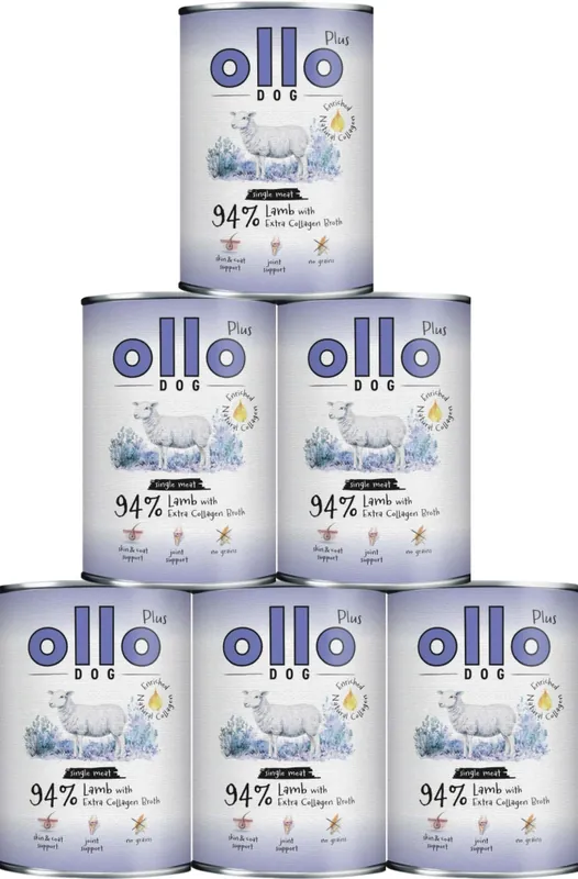 Ollo Plus Lamb with Collagen Dog Adult Karma z jagnięciną i kolagenem dla psa 12x400g PAKIET Ograniczona ilość