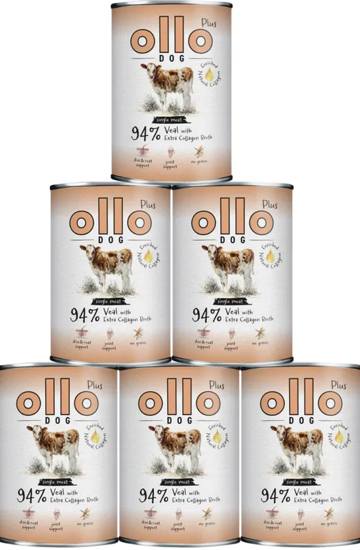 Do wyczerpania zapasów Ollo Plus Veal with Collagen Dog Adult Karma z cielęciną i kolagenem dla psa 12x400g PAKIET