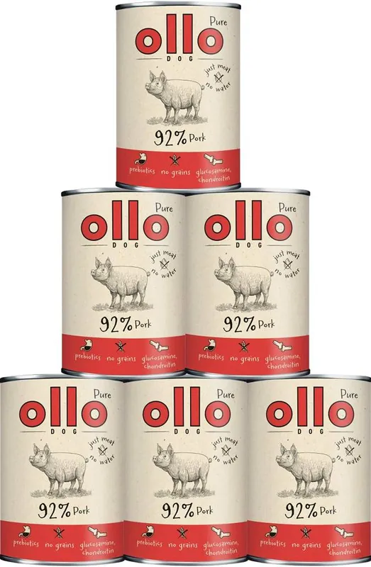Ollo Pure Adult Pork Karma z wieprzowiną dla psa 8x400g PAKIET Tani