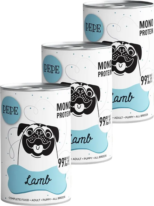 Paka Zwierzaka PEPE Mono Protein Lamb Karma z jagnięciną dla psa 6x400g PAKIET Wyprzedaż