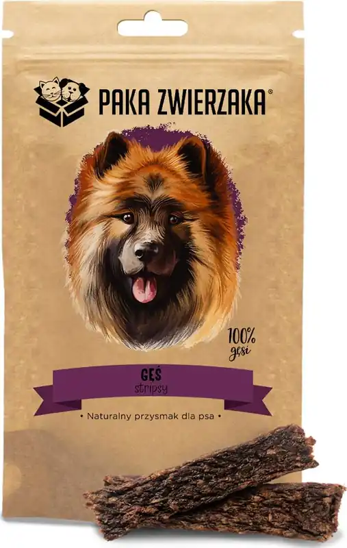Popularny Paka Zwierzaka Przysmak Stripsy 100% Gęś dla psa op. 70g