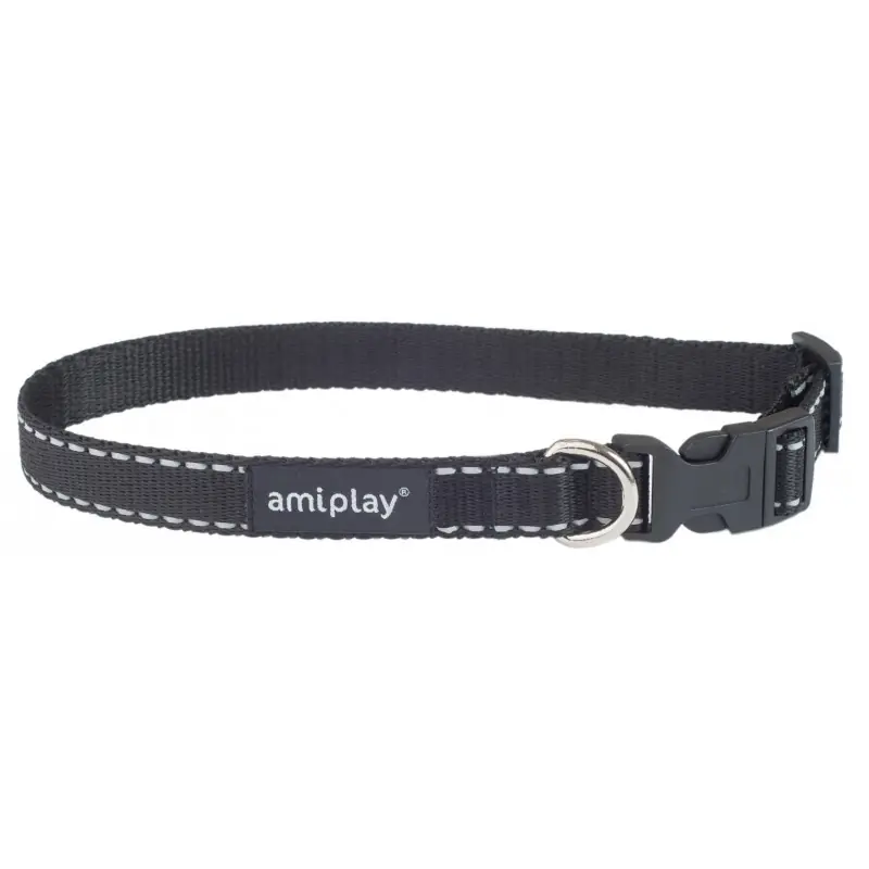 AMIPLAY Obroża regulowana Reflective - Czarna Tani